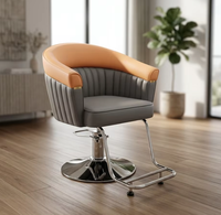 Fauteuil de Barbier Hydraulique Robuste avec Revêtement en Cuir PU, Base Ronde Chromée, Design Moderne, Garantie de 8 Ans pour Salon et Atelier