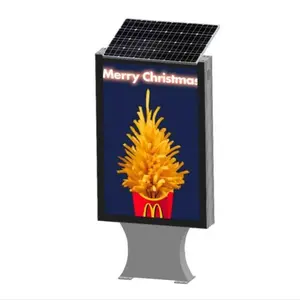 Novo design de fábrica, amostra barata, painel solar alimentado IP67, à prova d'água, publicidade externa, cartaz de rolagem, caixa de luz LED