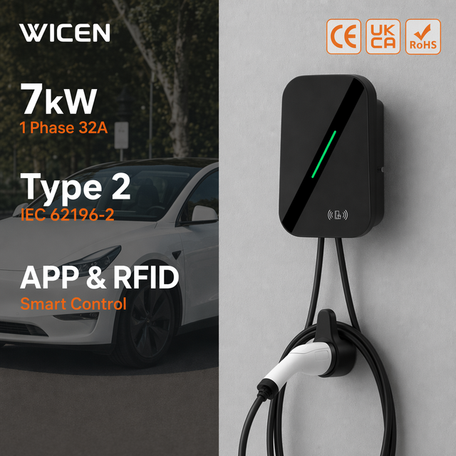 Typhoon-Ready Storm-Proof Nickel-Plated Secure TPU Wall Charger Ev 7kw Ev Wallbox Charger Type 2 Ev Charger Station