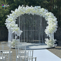 LEDA Nouvelle Arrivée Arche de Mariage Courbe avec Rideau et Fleurs pour Décoration de Fête de Mariage et Événements