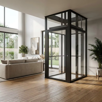 Ascenseur panoramique moderne en verre pour maison, avec cadre noir élégant et normes de sécurité élevées, pour villa de luxe