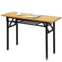 Table de formation pliante moderne à double niveau en bois et métal, avec pieds réglables, mobilier de bureau portable