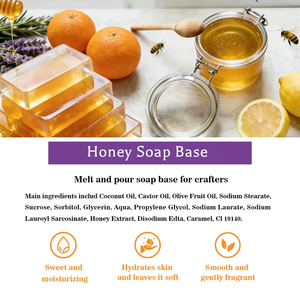 Base di Sapone Solida Naturale Vegana Cruelty-Free ad Alta Trasparenza e Texture Liscia per Sapone Fatto a Mano Fai-da-te, Miele Biologico - Product Image 4