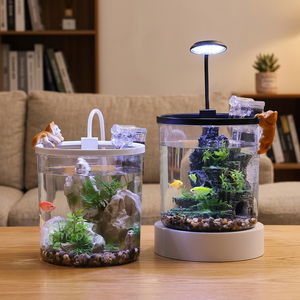 JSDミニ水槽LEDライトポンプデスクトップフィッシュタンク（家庭用寝室向け） - Product Image 2
