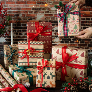 Classic Xmas <strong>Elements</strong> Floral Bouquet Wrapping <strong>Paper</strong> Recyclable 80GSM Kraft <strong>Paper</strong> 50x70cm Custom Logo Wholesale - Product Image 1