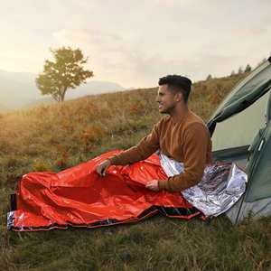 Lot de 6 sacs de couchage d'urgence thermiques, sacs de bivouac légers et portables en PE/Nylon aluminisé, toutes saisons, pour adultes, fabriqués en Chine - Product Image 4