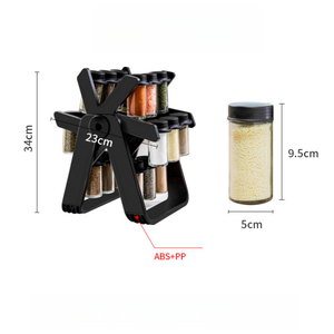 Organizador de Especias Giratorio de 360 Grados - Juego de 18 Frascos de Vidrio con Tapas Herméticas para la Encimera de la Cocina y Espacios Pequeños - Product Image 6