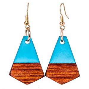 Pendientes de Aro Geométricos de la Mejor Calidad, Nuevos, para Mujer, de Madera y Resina, Plateados, Estilo Bohemia, Joyería de Moda para Bodas y Fiestas - Product Image 6