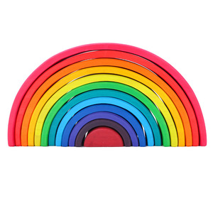 Montessori Éducatif Grande Taille 12 pièces Pont Arc-En-Ciel Jouet Enfants Intelligents En Bois Blocs De Construction Colorés - Product Image 2