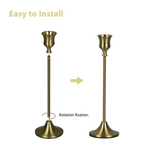 Set of <strong>3</strong> Gold Brass Candlestick Wedding Centerpieces Taper <strong>Candle</strong> <strong>Holder</strong> Metal <strong>Candle</strong> Stick <strong>Holder</strong> - Product Image 3