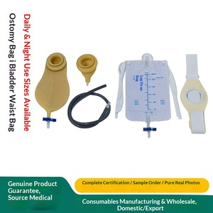 Day and night urostomy bag system with latex buckle type and hook type for bladder and lumbar side use including urine collect - Product Image 1