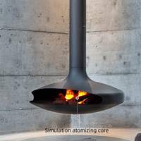 Cheminée suspendue moderne en métal PANSEE Flying Saucer 1000 mm, à bois et charbon, pour usage intérieur dans les villas, appartements, hôtels et salons