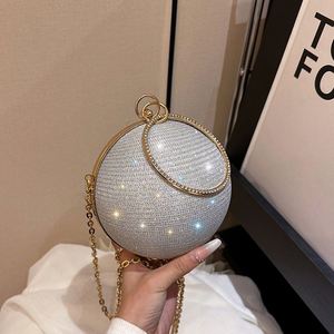 Women's High-End PU Evening <b>Purse</b> Niche Design Ball Shape Crossbody Chain Strap Mini Lipstick Bag Flap Lock Closure Polyester - Product Image 3