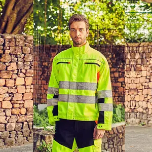 Yüksek görünürlük hiviz avustralya erkek inşaat iş giysisi ceket madencilik