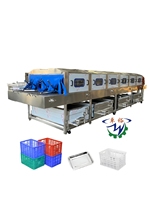 Laveuse automatique de bacs, paniers, caisses, conteneurs, cages et plateaux à œufs en plastique pour fruits de mer et volailles