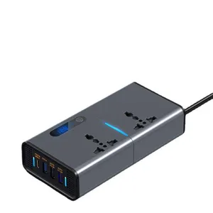 Hot Verkoop 2 Ac Stopcontacten 4 Usb-Poorten Lader Adapter 220V Omvormer Auto Omvormer Dc Naar Ac Omvormer