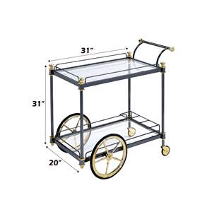 DB Cyrus Clear <b>Glass</b> & Black/Gold Finish Serving Cart Elegant Serving <b>Trays</b> - Product Image 3