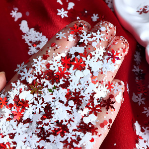 Vente flash - Décoration pour ongles - Paillettes holographiques mélangées rouge et blanc en forme de flocons de neige pour la décoration des ongles de Noël - Product Image 5