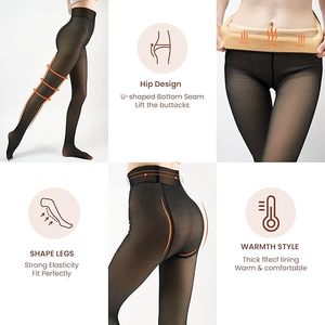 Calze di alta qualità calde e comode calze alte Stretch invernali Leggings trasparenti collant spessi per la <span class=keywords><strong>vita</strong></span> quotidiana - Product Image 2