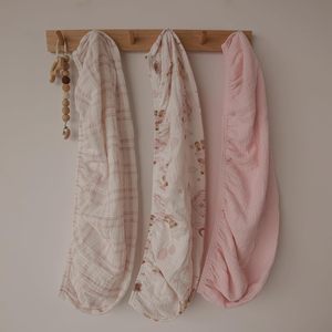 <span class=keywords><strong>Lenzuola</strong></span> 100% in mussola di cotone per bambini 3 Pack Ultra morbida traspirante rosa Plaid stampa orso bambino culla copri materasso - Product Image 2