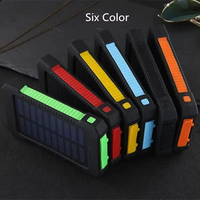 Banco de Energía Solar Portátil de 20,000 mAh, Cargador de Emergencia para Exteriores, Impermeable, con Luz LED, Carga Rápida USB, PVC