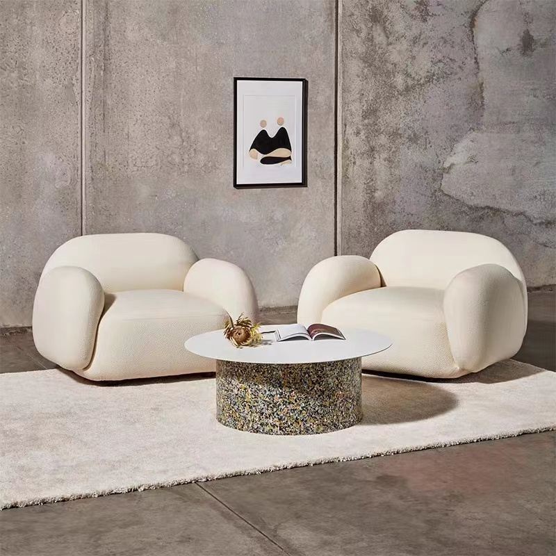 Nordic style high quality artificial lamb modern leisure living room home furniture sofa chairs
