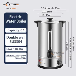 Dispenser guci air panas multi-kapasitas, dinding ganda 304 S/S dengan kontrol suhu, boiler air listrik minum