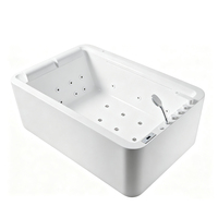 Baignoire Balnéo Acrylique 2 Personnes avec Jets Multiples LED, Spa Intelligent avec Douchette pour Hôtel, Villa, Salle de Bain