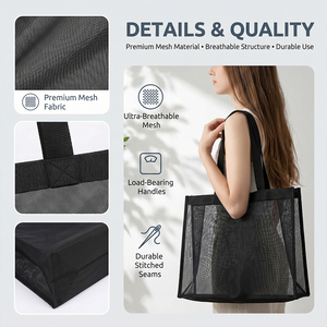Fashion <strong>Large</strong> Capacity Transparent Mesh <strong>Beach</strong> <strong>Bag</strong> Waterproof Insulated Women's Summer Outdoor Swimming <strong>Bag</strong> Recyclable Washable - Product Image 3