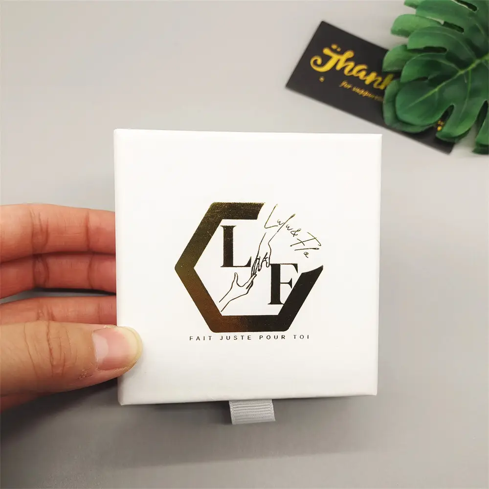Custom Small white Paper Cardboard Ring Drawer Packaging Jewelry Box And Bag With Logo Printed