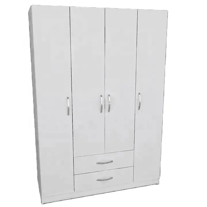 Armario de muebles de dormitorio de estilo moderno simple armario disponible lacado blanco armario de 4 puertas