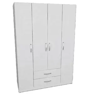 Простой современный стиль мебель для спальни шкаф гардероб доступен белый лак 4 двери шкаф