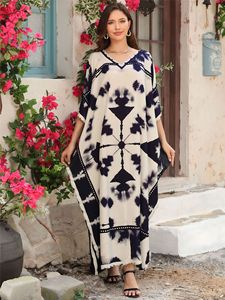 2025 nuevo diseño rayón Casual verano <span class=keywords><strong>playa</strong></span> cubrir vestido estampado geométrico suelto gran bata hogar de talla grande caftán para <span class=keywords><strong>mujer</strong></span> - Product Image 3
