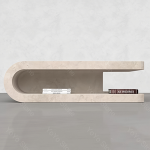 High <strong>End</strong> Modern Beige Travertine C Shape Coffee <strong>Table</strong> Luxury <strong>Storage</strong> <strong>Table</strong> for Small Apartment Living Room - Product Image 5