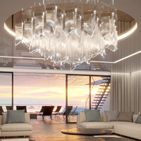 Lustre long en cristal haut de gamme de style italien, sur mesure, à hauteur réglable, pour villa, salon, hall d'entrée, table de présentation