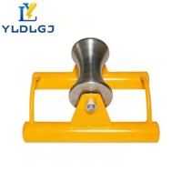 Galet de câble en aluminium, cadre jaune, réglable, avec molette usinée, robuste, pour tirage de câbles et applications d'infrastructure