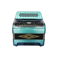 Accordéon diatonique SEASOUND 34 boutons 12 basses 6 registres vert caméléon noir argent grille boutons noirs JB3412E Musical