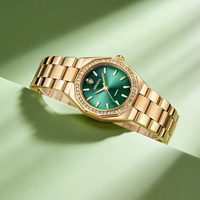 Montre vintage pour femme, bracelet en alliage et acier inoxydable serti de diamants, mouvement à quartz