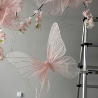 Grande fleur artificielle géante en organza rose à suspendre au plafond pour la décoration de toile de fond de mariage, vitrine de centre commercial, grande fleur en soie