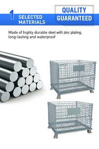 Conteneur métallique robuste personnalisable, grande <span class=keywords><strong>cage</strong></span> pliable pour chariot à roulettes pour le stockage, conçu par des professionnels - Product Image 2