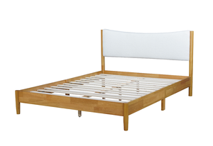 Queen Size Modern Convertible <b>Platform</b> <b>Bed</b> with Diamond Crystal <b>Frame</b> Boucle Upholstered Headboard Support Feet Beech White - Product Image 5