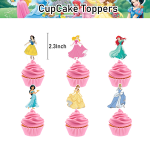 Conjuntos de Decoración para Fiesta de Cumpleaños con Temática de las Princesas <span class=keywords><strong>Aurora</strong></span>, Ariel y Bella, Adorno para Pastel, Pancarta, Globos de Látex para Suministros de Fiesta - Product Image 4