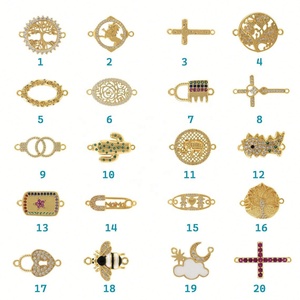 Abalorios personalizados de animales DIY al por mayor, chapados en oro de 14K con circonita cúbica, conector permanente de circonita para pulseras y collares de mujer - Product Image 2
