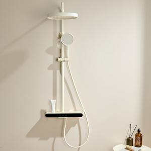 Support <span class=keywords><strong>de</strong></span> rangement mural en laiton blanc crème Système <span class=keywords><strong>de</strong></span> <span class=keywords><strong>douche</strong></span> à effet pluie à trois fonctions Ensemble <span class=keywords><strong>de</strong></span> <span class=keywords><strong>douche</strong></span> cascade avec <span class=keywords><strong>barre</strong></span> coulissante pour villas - Product Image 1