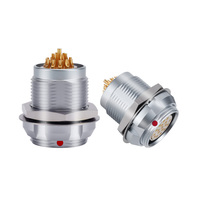 Conector Circular Push-Pull de Aviación, Serie F de Linkhive, Impermeable, Autoblocante, de Latón Plateado y Cromado