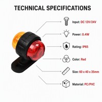 Nouvelle Feu Stop Latéral LED Ambré Efficace 12V/24V IP65 Étanche Clignotant Frein DAMAVO YML190/YML225 pour Camion Remorque