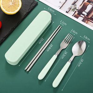 ชุดช้อนส้อมตะเกียบสแตนเลสแบบพกพาสำหรับเดินทางและตั้งแคมป์กลางแจ้ง - Product Image 3