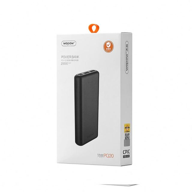 Wopow PQ20 Li-Polymer Battery Powerbank Qualcomm QC3.0 Fast Charge 20000mAh 3 USB Ports Type-C Micro USB 20W Output Power