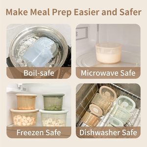Recipientes Reutilizables para Almacenar Comida para Bebés, Aptos para Congelador, Microondas y Lavavajillas, con Tapas Herméticas de Silicona Transparente - Product Image 5