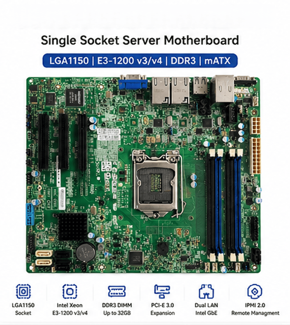 Supermicro X10SLL+-F DDR3 Refurbished Single Server Motherboard LGA1150 Xeon E3-1200 V3 V4
